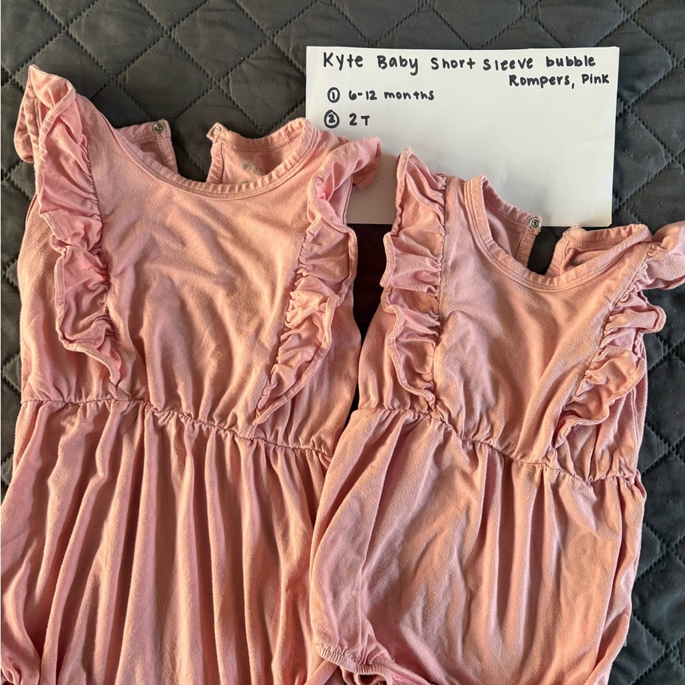 Kyte BABY Soft Pink Ruffle Romper 2T & 6-12mo